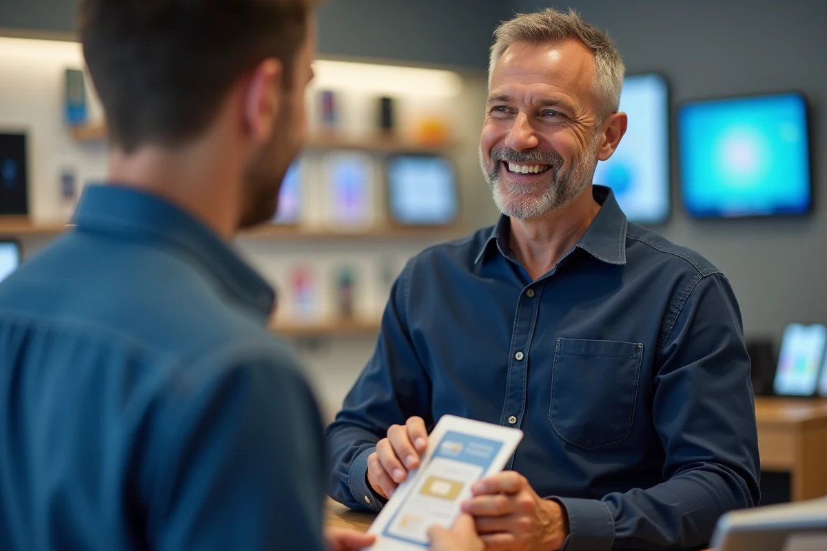 Homme montrant sa carte d